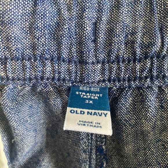 Old Navy Blue High-rise Straight tapered Linen blend pull-on pants, size 3X - Picture 3 of 4